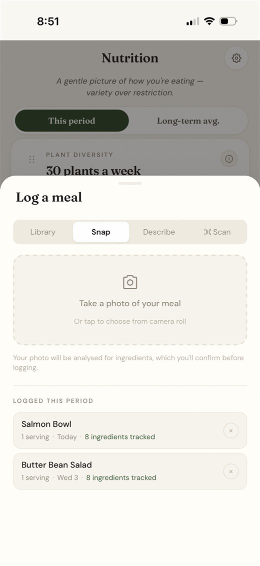 Meal scheduling view